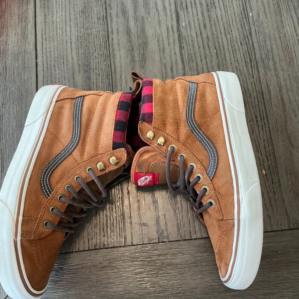 Vans Sk8-Hi MTE Scotchgard Suede High Tops – Brown & Plaid, M8-5/W10 - Picture 12 of 15